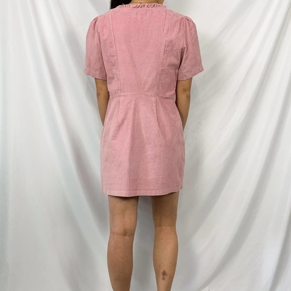 NWT Urban Outfitters Pink Claudia Corduroy Square Neck Mini Dress Size Large - Picture 6 of 12
